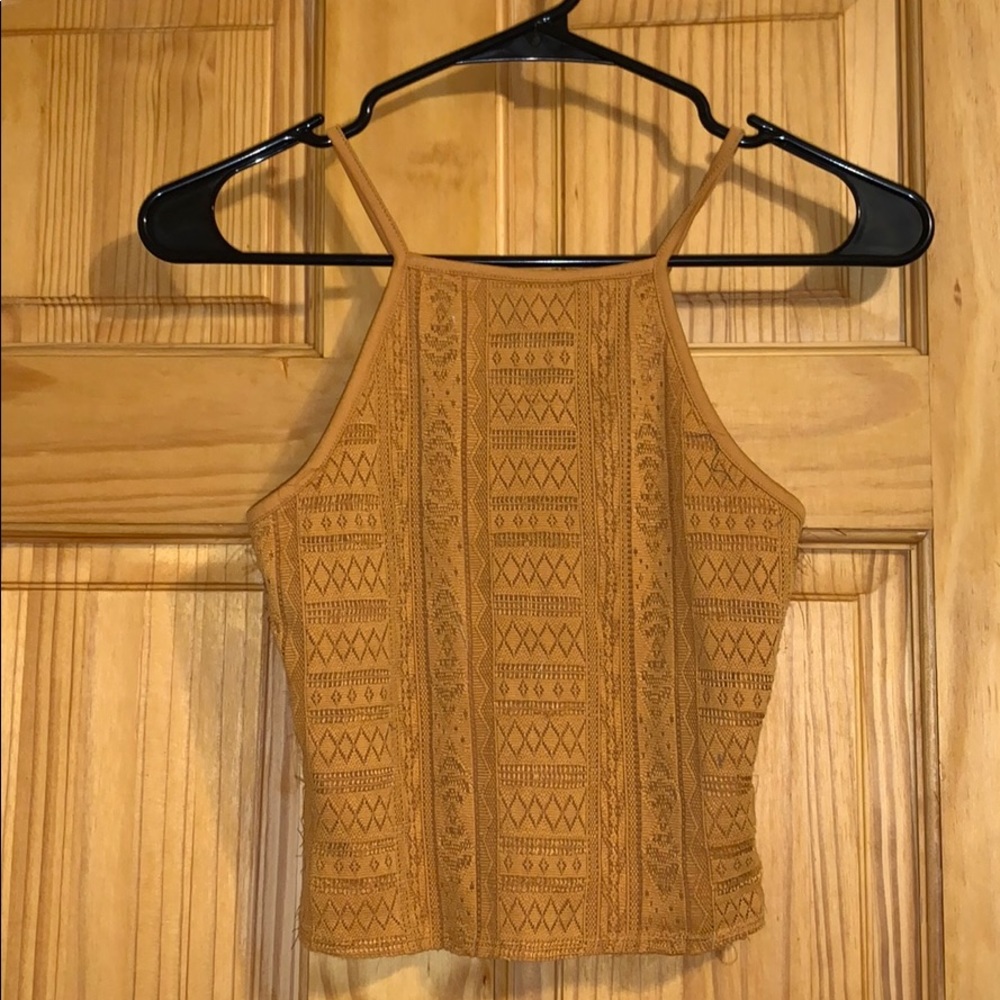 Garage mustard detailed crop top